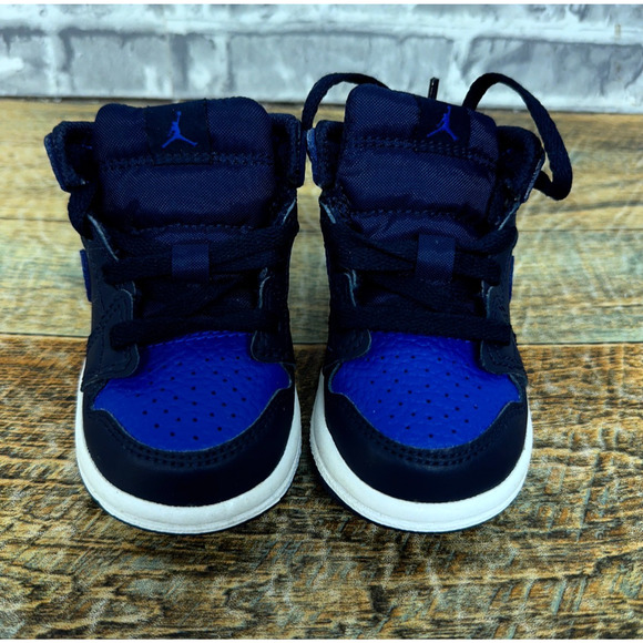 Nike Air Jordan 1 Mid Obsidian Royal Black White 640735-412 Baby Size 4C New - Picture 3 of 6